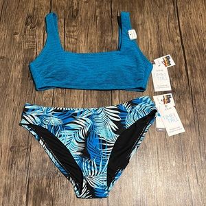 Time and Tru Square Neck Bikini Top Seamed Bikini Bottom